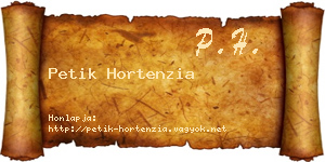 Petik Hortenzia névjegykártya